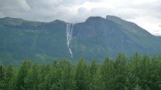 Utsikt til Hydnefossen fra hytte i Søre Skolt til leie vinter og sommer